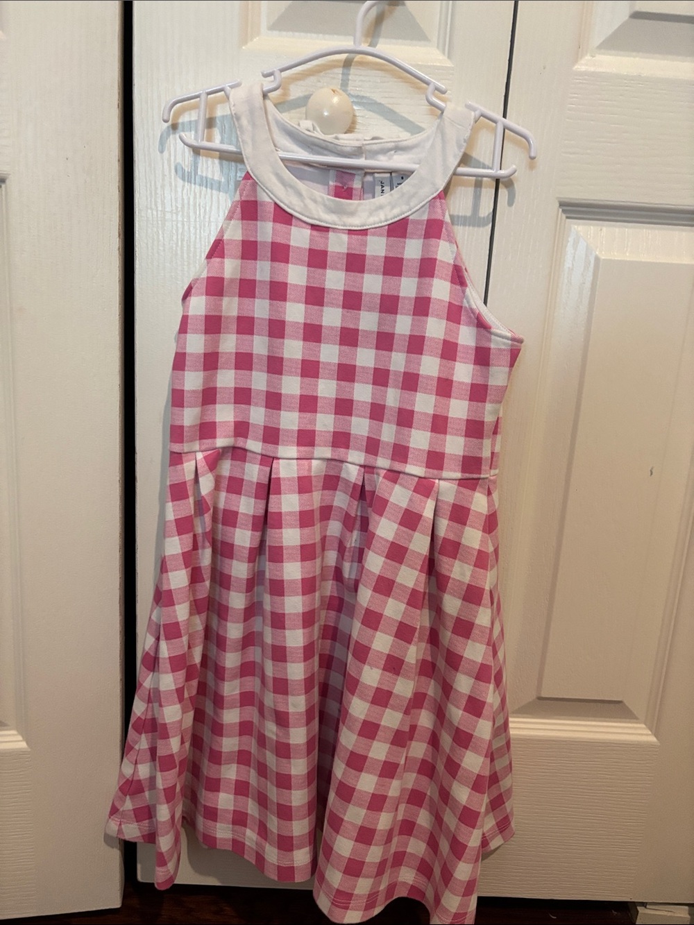 Janie and Jack Pink and White Gingham Halter Dress